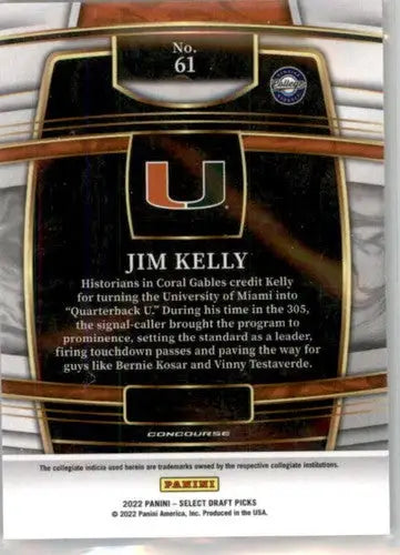 Jim Kelly football card from 2022 Panini Select Draft Picks Blue with original gloss