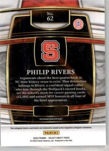 2022 Panini Select Draft Picks Blue #62 Philip Rivers NM Near Mint Conc ID:66475 - Football Card Single