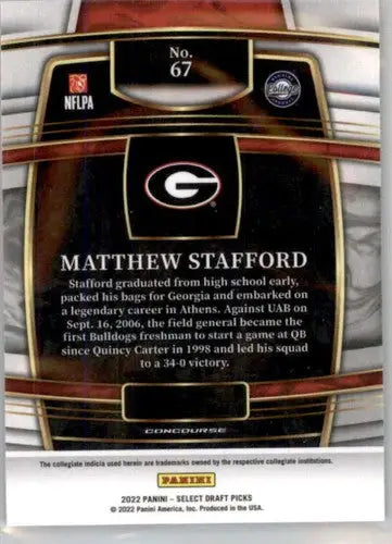 Original gloss 2022 Panini Select Draft Picks Matthew Stafford football card