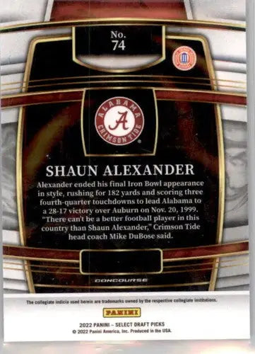 2022 Panini Select Draft Picks Blue #74 Shaun Alexander NM Near Mint Co ID:66483 - Football Card Single