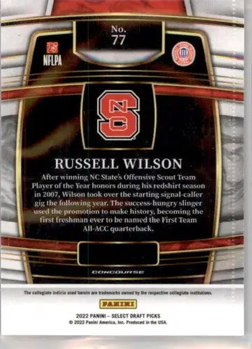 2022 Panini Select Draft Picks Blue #77 Russell Wilson NM Near Mint Con ID:66487 - Football Card Single