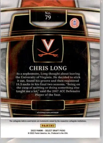 2022 Panini Select Draft Picks Blue #79 Chris Long NM Near Mint Concour ID:66488 - Football Card Single
