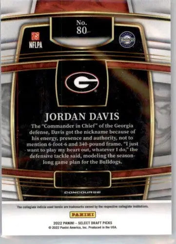 2022 Panini Select Draft Picks Blue #80 Jordan Davis NM Near Mint Conco ID:66491 - Football Card Single