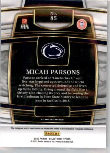 2022 Panini Select Draft Picks Blue #85 Micah Parsons NM-MT Concourse ID:48219 - Football Card Single