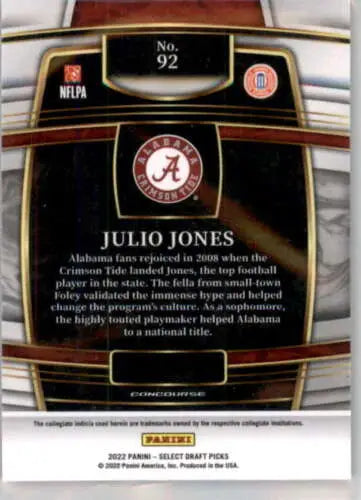 Julio Jones football card from 2022 Panini Select Draft Picks Blue set