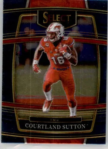 Football trading card from 2022 Panini Select Draft Picks Blue series featuring Courtland Sutton