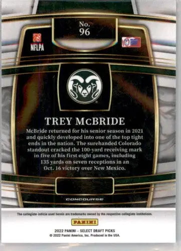 Original gloss Trey McBride football card from Panini Select Draft Picks series