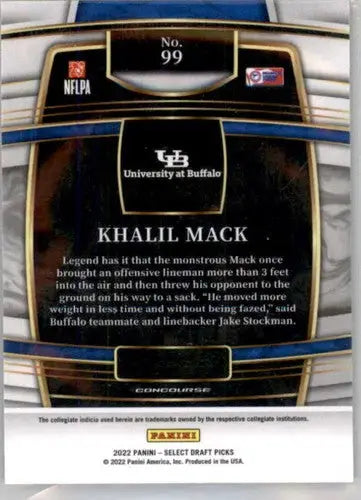 Original gloss Khalil Mack football card from 2022 Panini Select Draft Picks