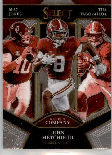 Football trading card from Panini Select Draft featuring John Metchie III and Mac Jones