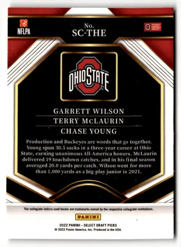 2022 Panini Select Draft Picks Company #8 Chase Young/Garrett Wilson/Terry McLau - Football Card Single