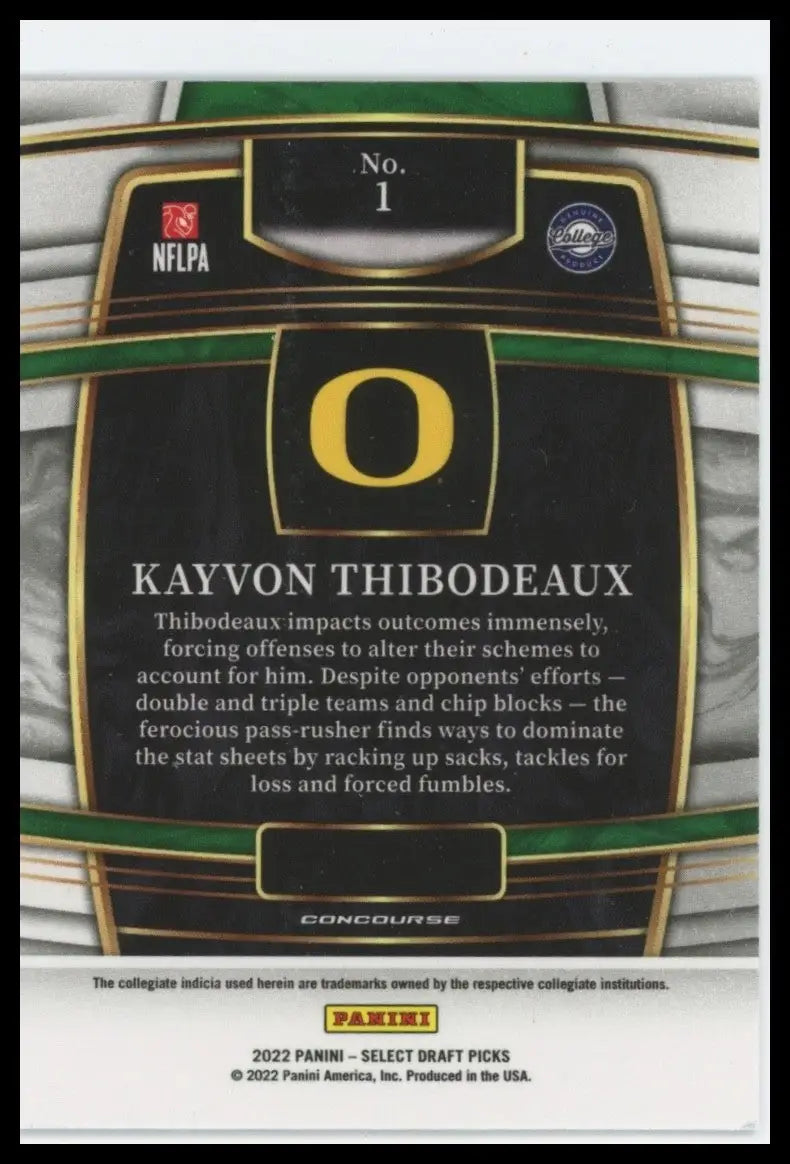 2022 Panini Select Draft Picks - Concourse Kayvon Thibodeaux #1 Blue (RC) - Football Card Single