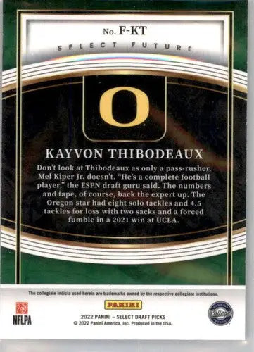 2022 Panini Select Draft Picks Future Kayvon Thibodeaux football card Near Mint