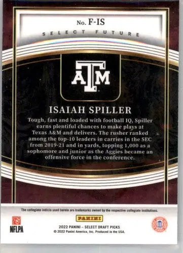 2022 Panini Select Draft Picks Future #16 Isaiah Spiller NM-MT - Football Card Single
