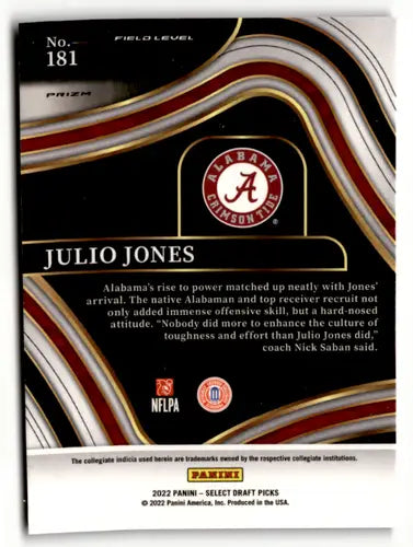 2022 Panini Select Draft Picks Purple Prizm #181 Julio Jones NM-MT Field Level - Football Card Single