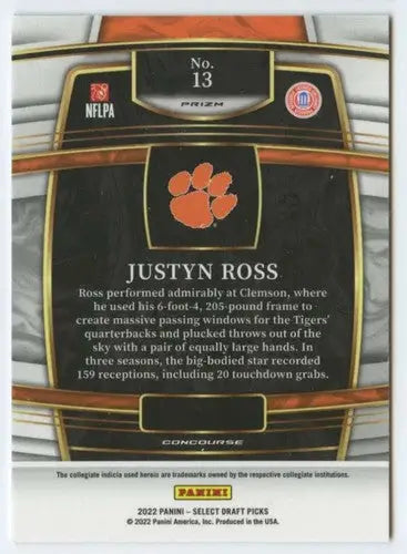 2022 Panini Select Draft Picks Red Lazer Prizm #13 Justyn Ross NM Near ID:66419 - Football Card Single