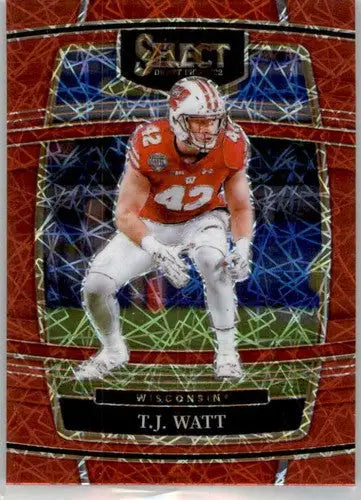 2022 Panini Select Draft Picks Red Lazer Prizm T.J. Watt football card
