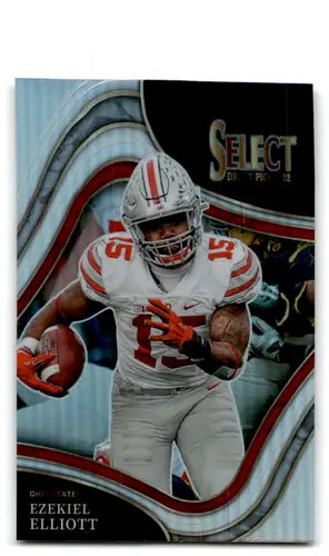 Football trading card featuring Ezekiel Elliott from 2022 Panini Select Draft Picks Silver Prizm