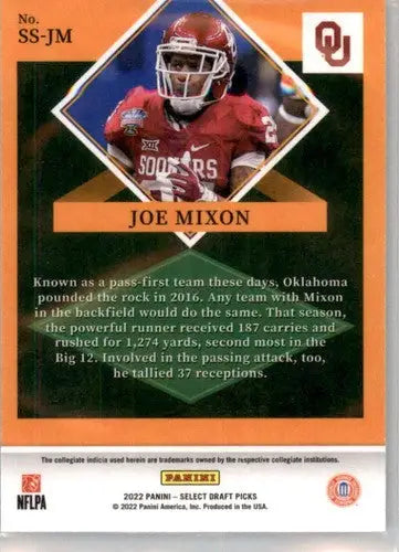 Joe Mixon football card from Panini Select Draft Picks 2022 with Near Mint condition