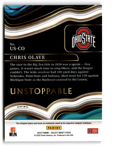 2022 Panini Select Draft Picks Unstoppable Silver Prizm #5 Chris Olave ID:66405 - Football Card Single