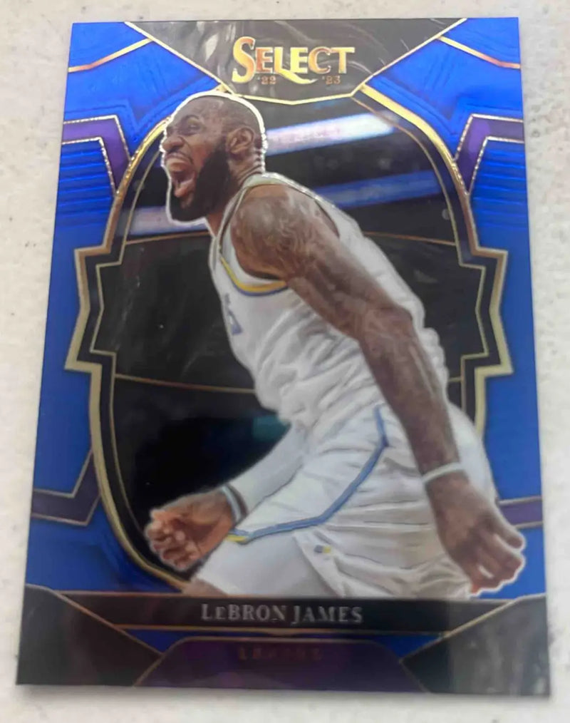 LeBron James Blue basketball trading card from 2022 Panini Select LeBron series
