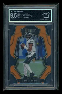 2022 Panini Select Prizm Die-Cut Orange Jalen Hurts #179 Die-Cut 124/199 AC 9.5 - Football Card Single