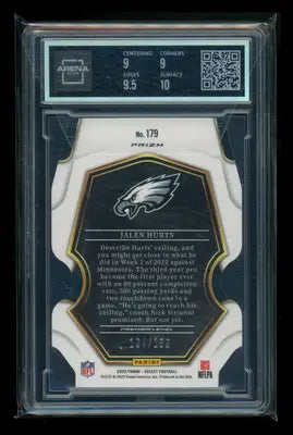 2022 Panini Select Prizm Die-Cut Orange Jalen Hurts #179 Die-Cut 124/199 AC 9.5 - Football Card Single
