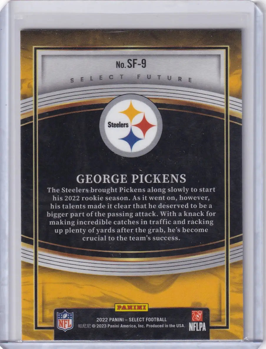 2022 Panini Select #SF-9 George Pickens - Pittsburgh Steelers - Football Card Single