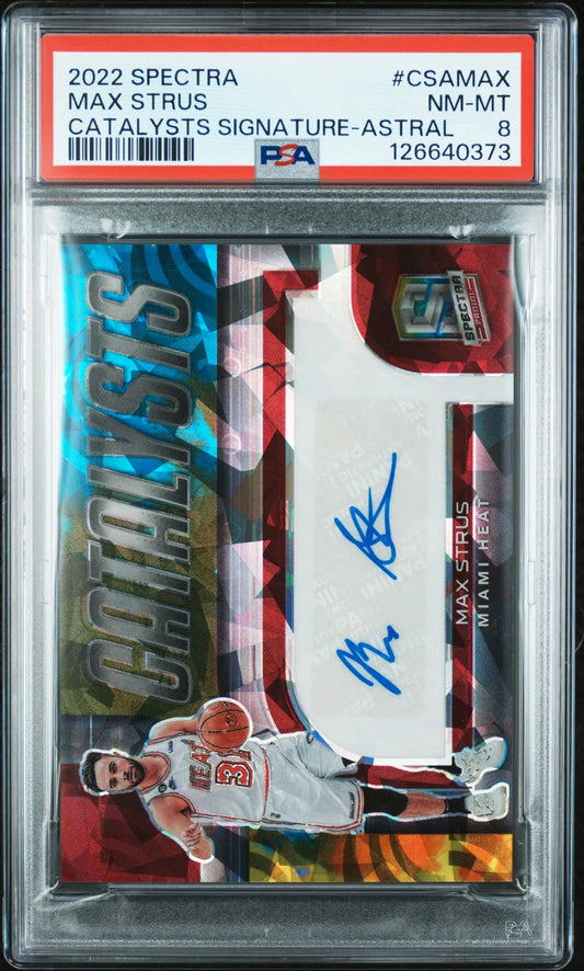 2022 Panini Spectra Catalysts Signatures Max Strus Signature-Astral PSA 8 #/49 - Basketball Card Single