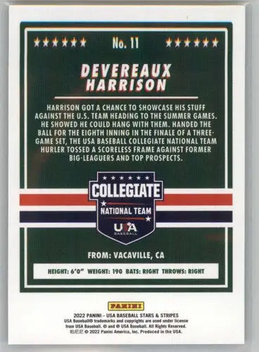 2022 Panini Stars and Stripes Longevity Retail #11 Devereaux Harrison N ID:44364 - Baseball Card Single