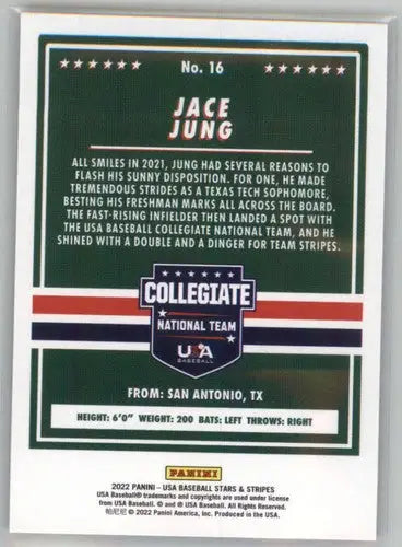 2022 Panini Stars and Stripes Longevity Jace Jung baseball card NM-MT