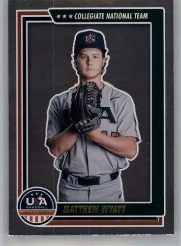 Baseball card featuring Matthew Wyatt from Panini Stars Stripes Longevity Retail 2022