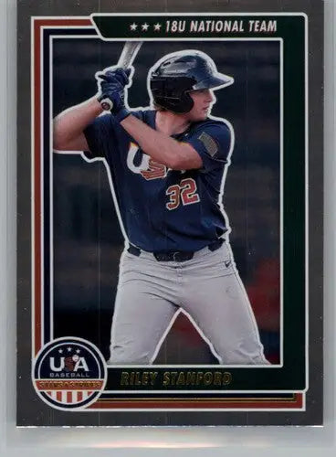 Baseball card featuring Riley Stanford from Panini Stars and Stripes Longevity retail series