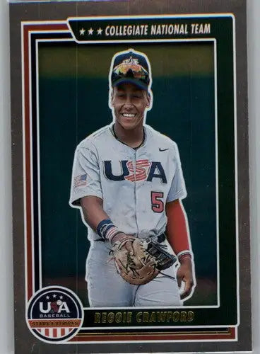 Reggie Crawford baseball card from Panini Stars and Stripes Longevity with original gloss