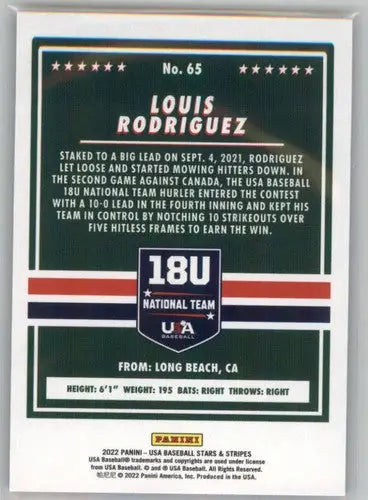 2022 Panini Stars and Stripes Longevity Retail #65 Louis Rodriguez NM-M ID:44949 - Baseball Card Single
