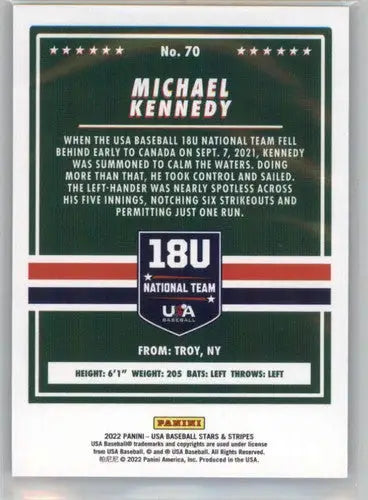 2022 Panini Stars and Stripes Longevity Retail #70 Michael Kennedy NM-M ID:44952 - Baseball Card Single