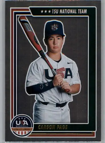Baseball card featuring Carson Page from Panini Stars and Stripes Longevity 2022