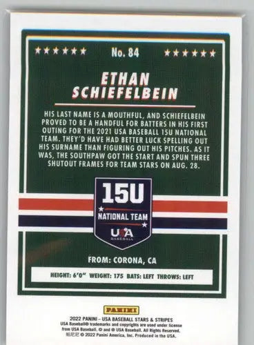 Ethan Schiefelbein baseball card from 2022 Panini Stars and Stripes Longevity series