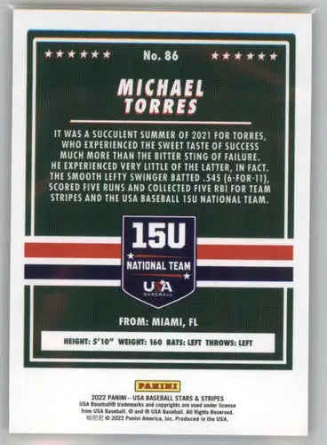 2022 Panini Stars and Stripes Longevity Retail #86 Michael Torres NM-MT ID:44966 - Baseball Card Single