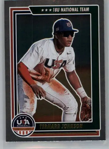 Termarr Johnson baseball card from Panini Stars and Stripes Longevity Retail product