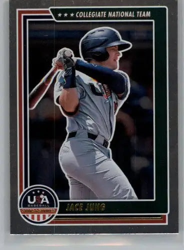 Original gloss Panini Stars and Stripes Longevity Jace Jung baseball card display