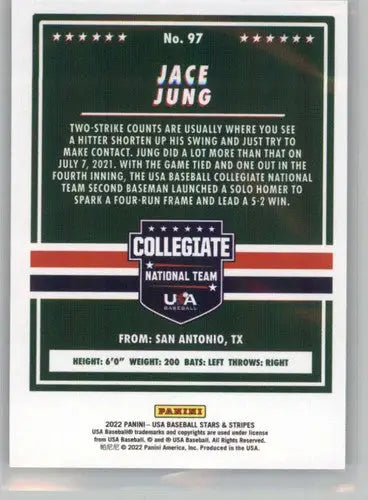 Original gloss Panini Stars and Stripes Longevity Jace Jung baseball card image