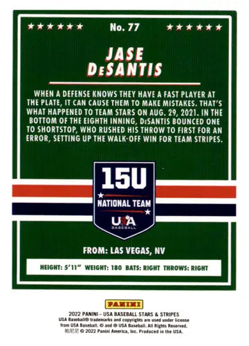 2022 Panini Stars and Stripes Longevity Retail Ruby #77 Jase DeSantis N ID:45010 - Other