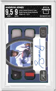 2022 Panini Three & Two Baseball Andrew Jones Quad Jersey Auto Emerald 5/5 - Baseball Card Single