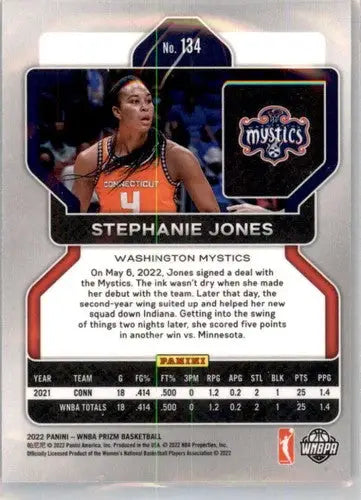 Stephanie Jones basketball card from 2022 Panini WNBA Prizm series in NM-MT condition
