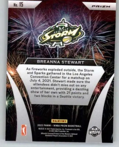 2022 Panini WNBA Prizm Fireworks Prizms Green #15 Breanna Stewart NM-MT ID:72644 - Basketball Card Single