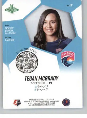 2022 Parkside NWSL Tegan McGrady soccer card with original gloss NM-MT ID 45206