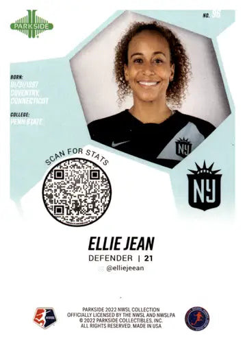 2022 Parkside NWSL Blue Foil #96 Ellie Jean NM-MT Walmart Exclusive ID:45202 - Soccer Card Single