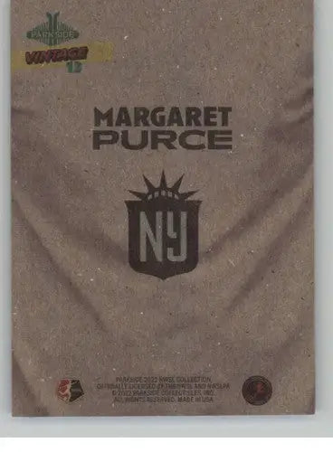 Vintage Margaret Purce card from 2022 Parkside NWSL Vintage series for collectibles