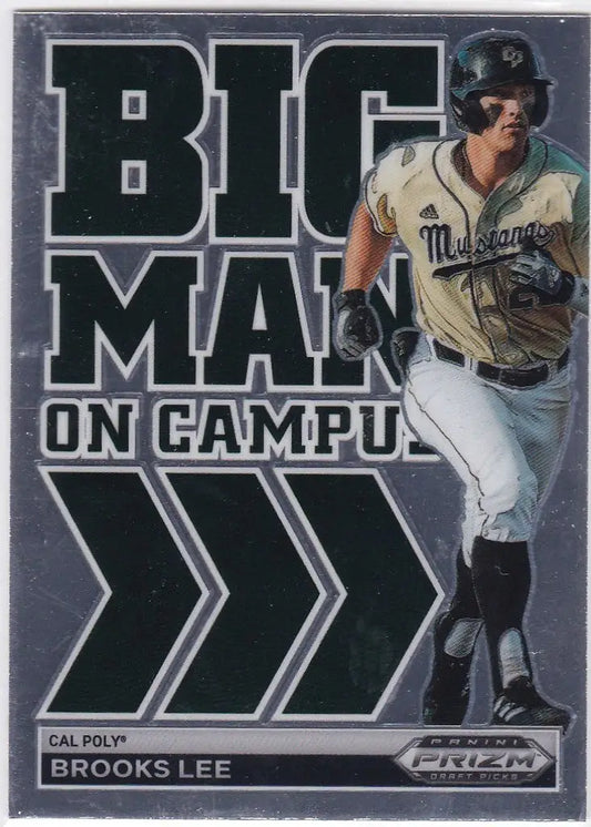 Baseball trading card of Brooks Lee from Prizm Draft Picks with Big Man on Campus text
