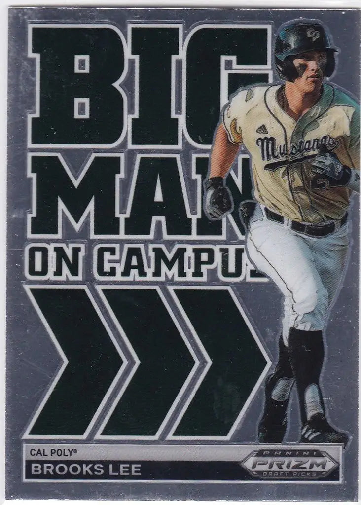Baseball trading card of Brooks Lee from Prizm Draft Picks with Big Man on Campus text